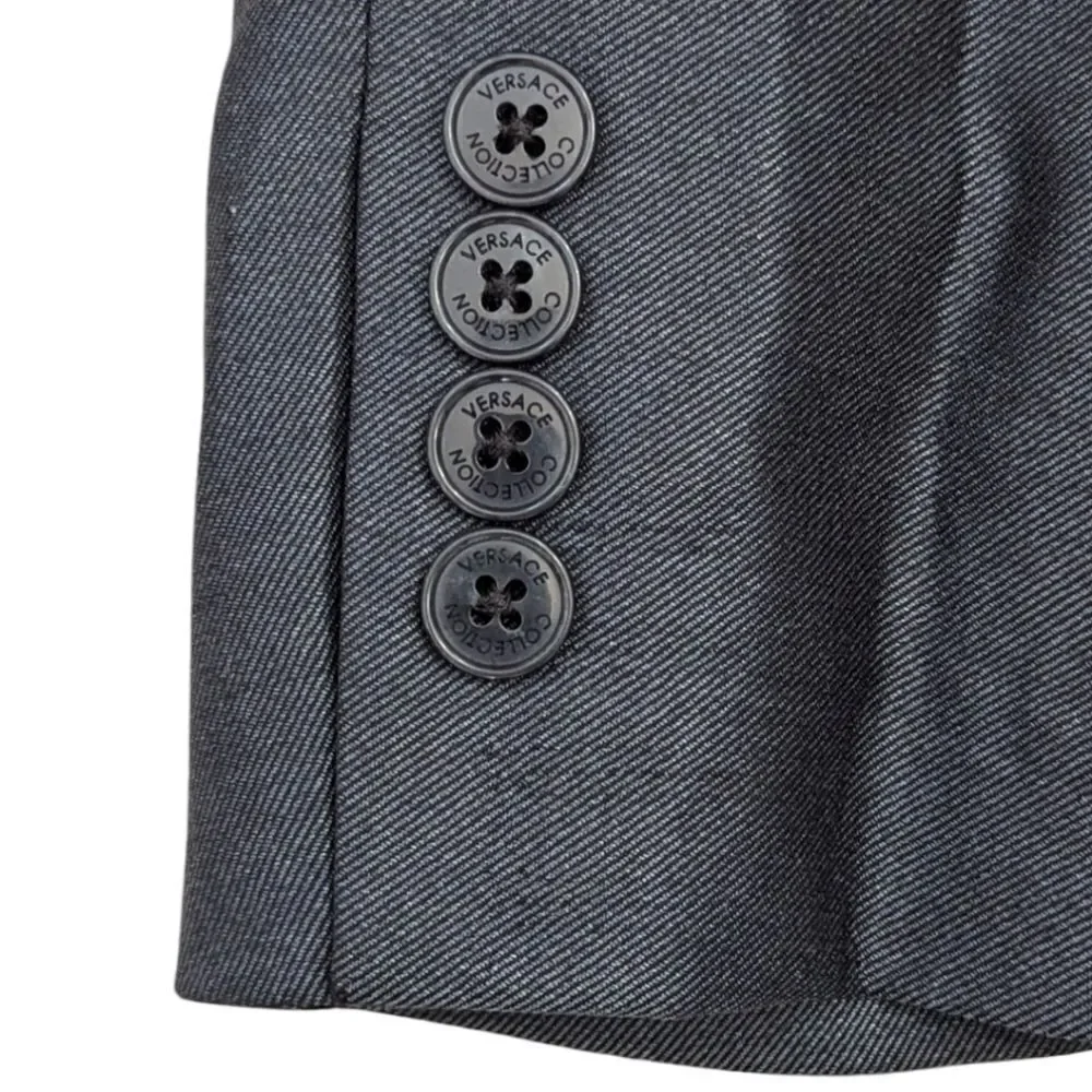 Versace Collection Men's 54R Wool & Silk Shiny Blue Two Button Blazer